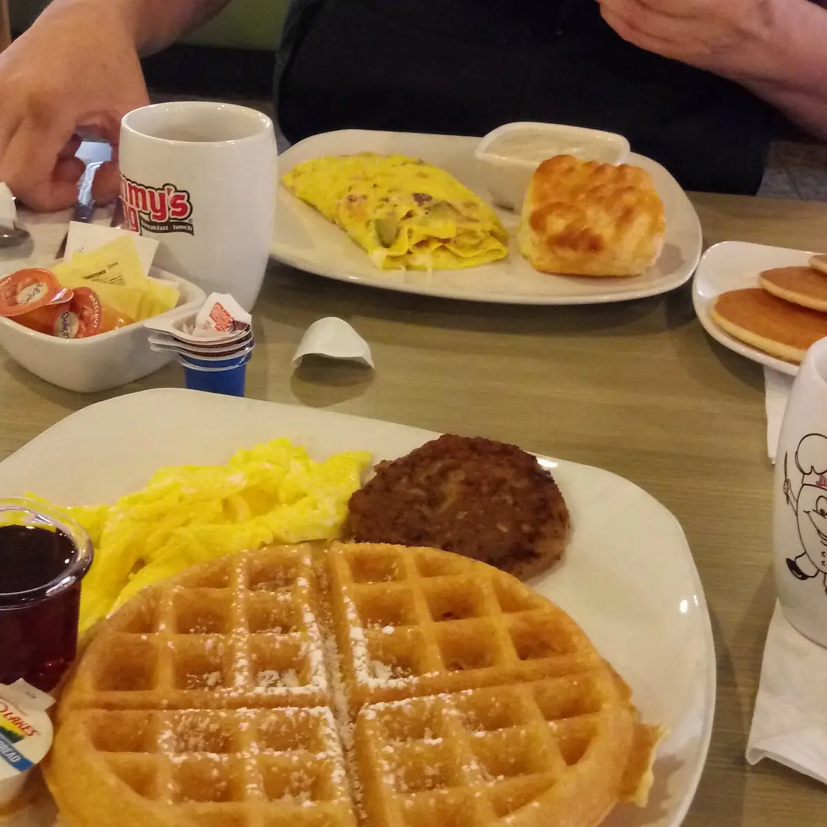 Scrambled Eggs Sausage Patty & Waffles