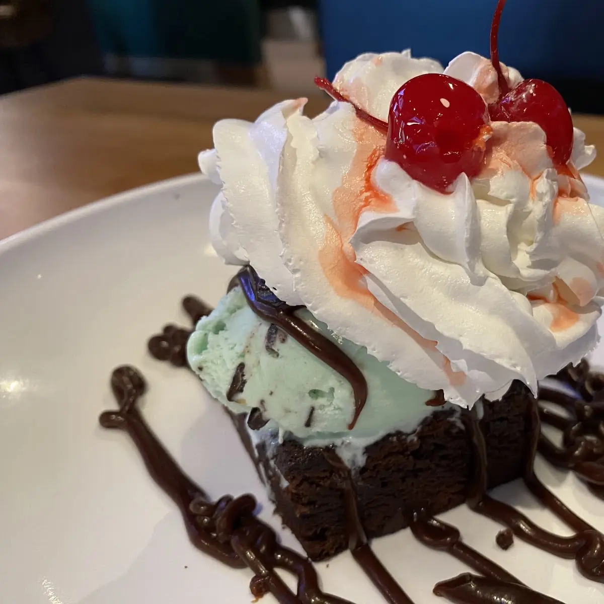 Chocolate Brownie with Mint Ice Cream