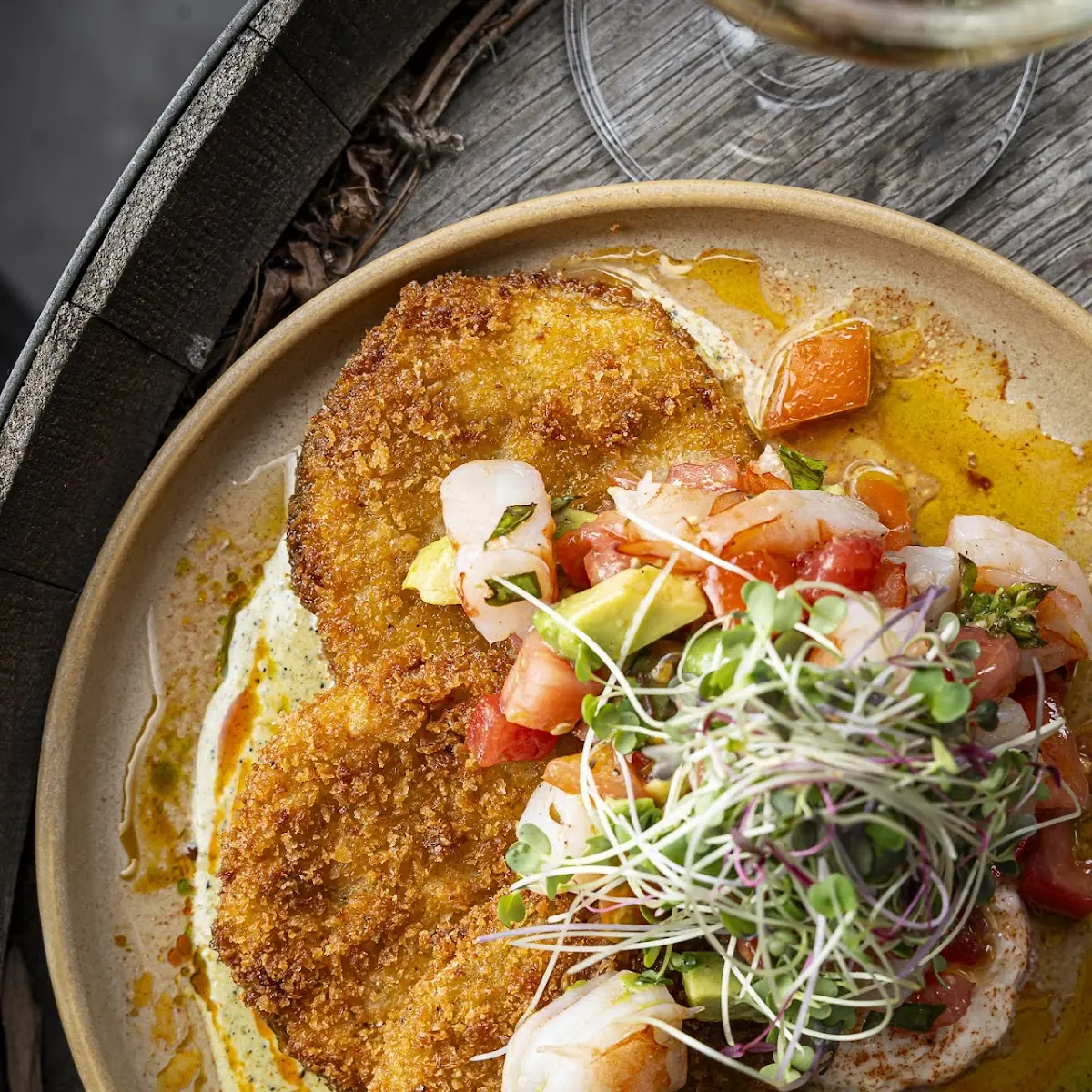 Lobster Salad with Fried Green Tomatoes