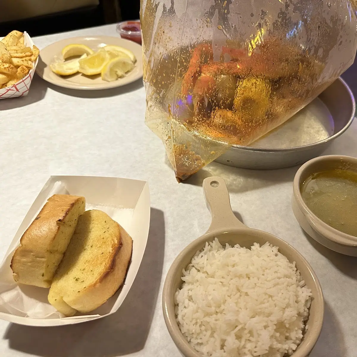 Garlic Bread Extra Butter and Jasmine Rice
