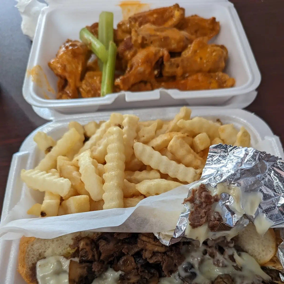Philly Cheesesteaks Combo with Blue Cheese Wings