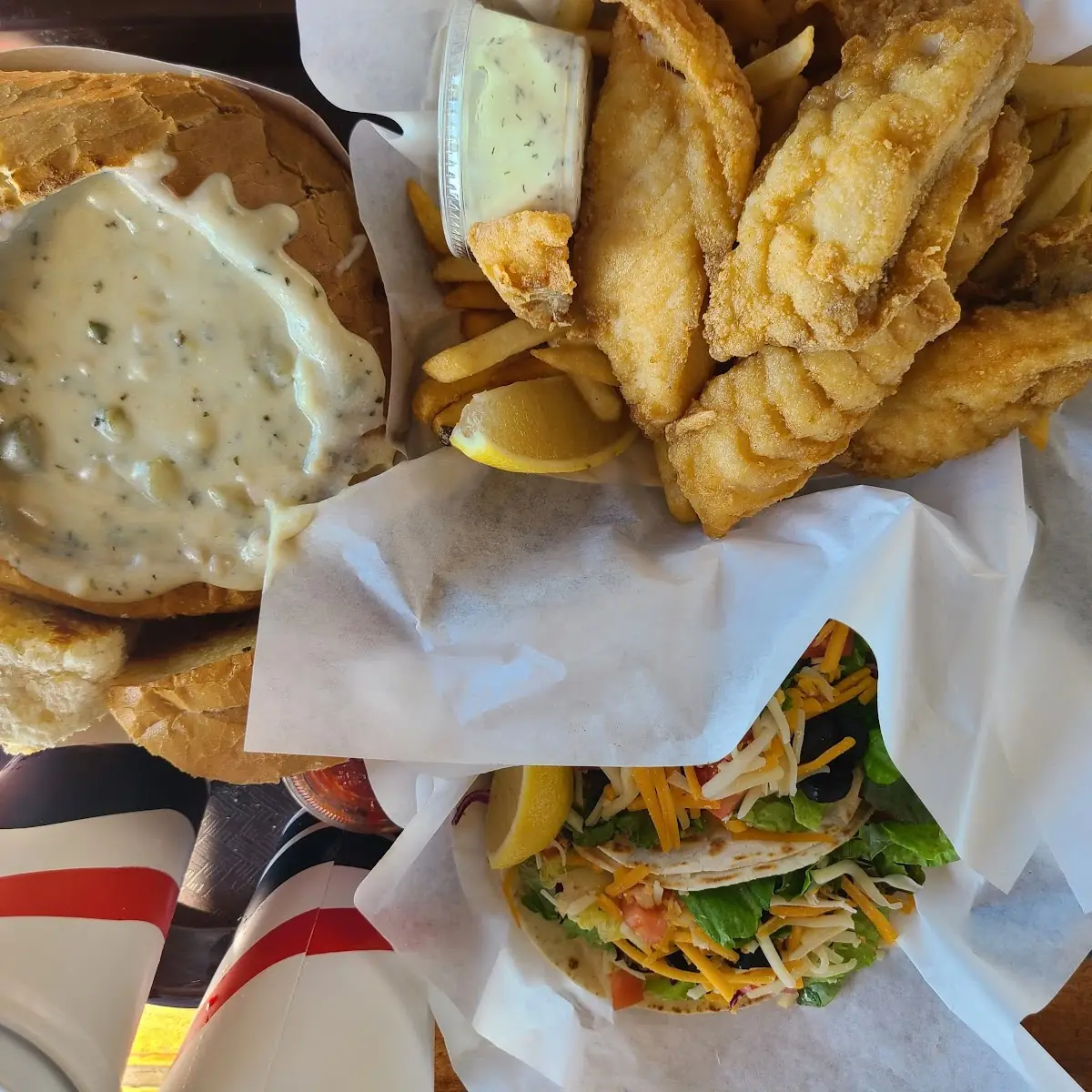 Fish 'N Chips and Cup of Clam Chowder
