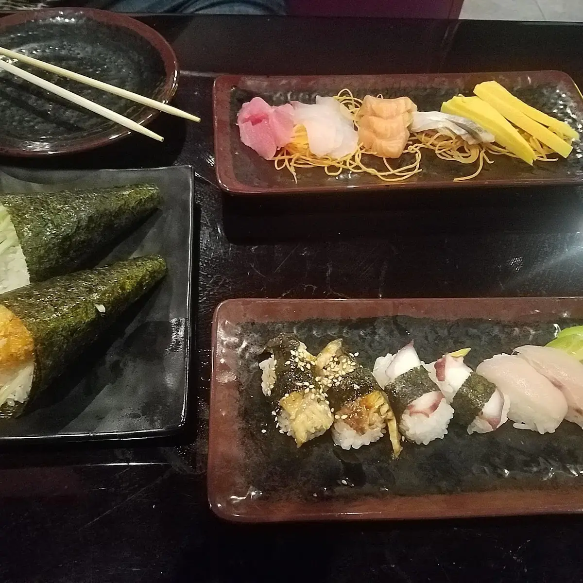 Cucumber Avocado Hand Roll Spicy Tuna Hand Roll Assorted Sashimi & Sushi
