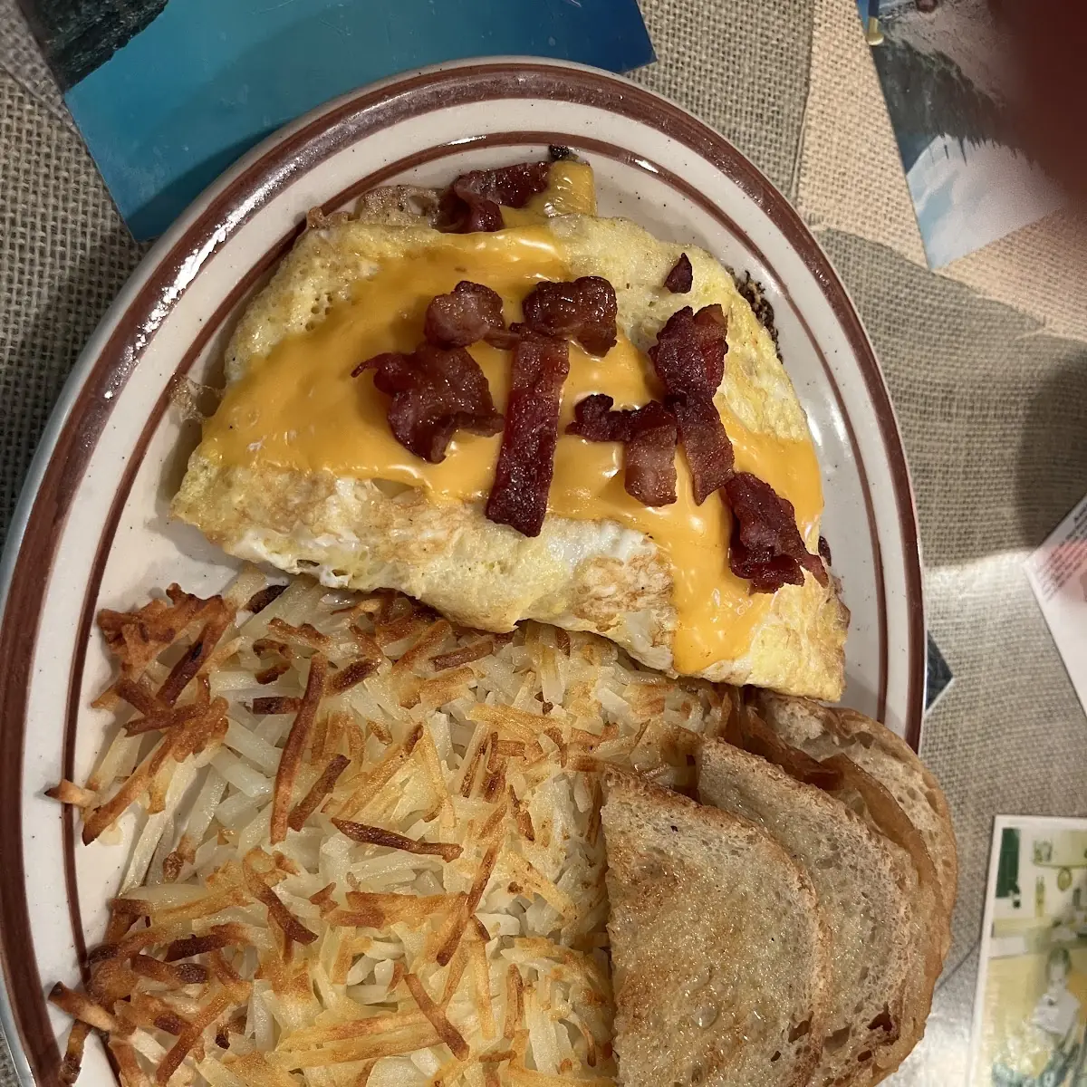 Western Omelet with Toast and Hash Browns