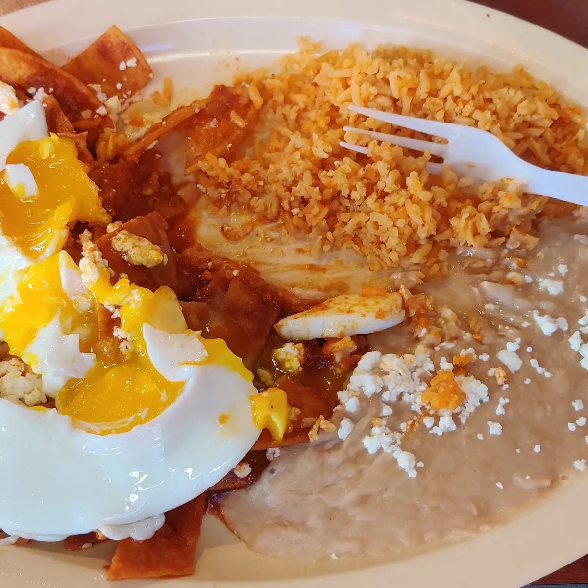 Chilaquiles Rojos with Eggs