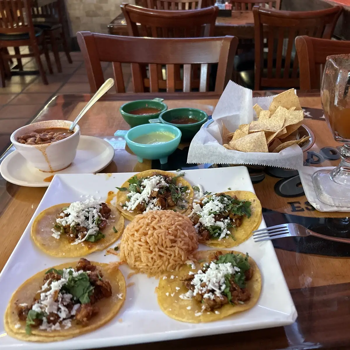 Mini Tacos Al Pastor with a Michelada