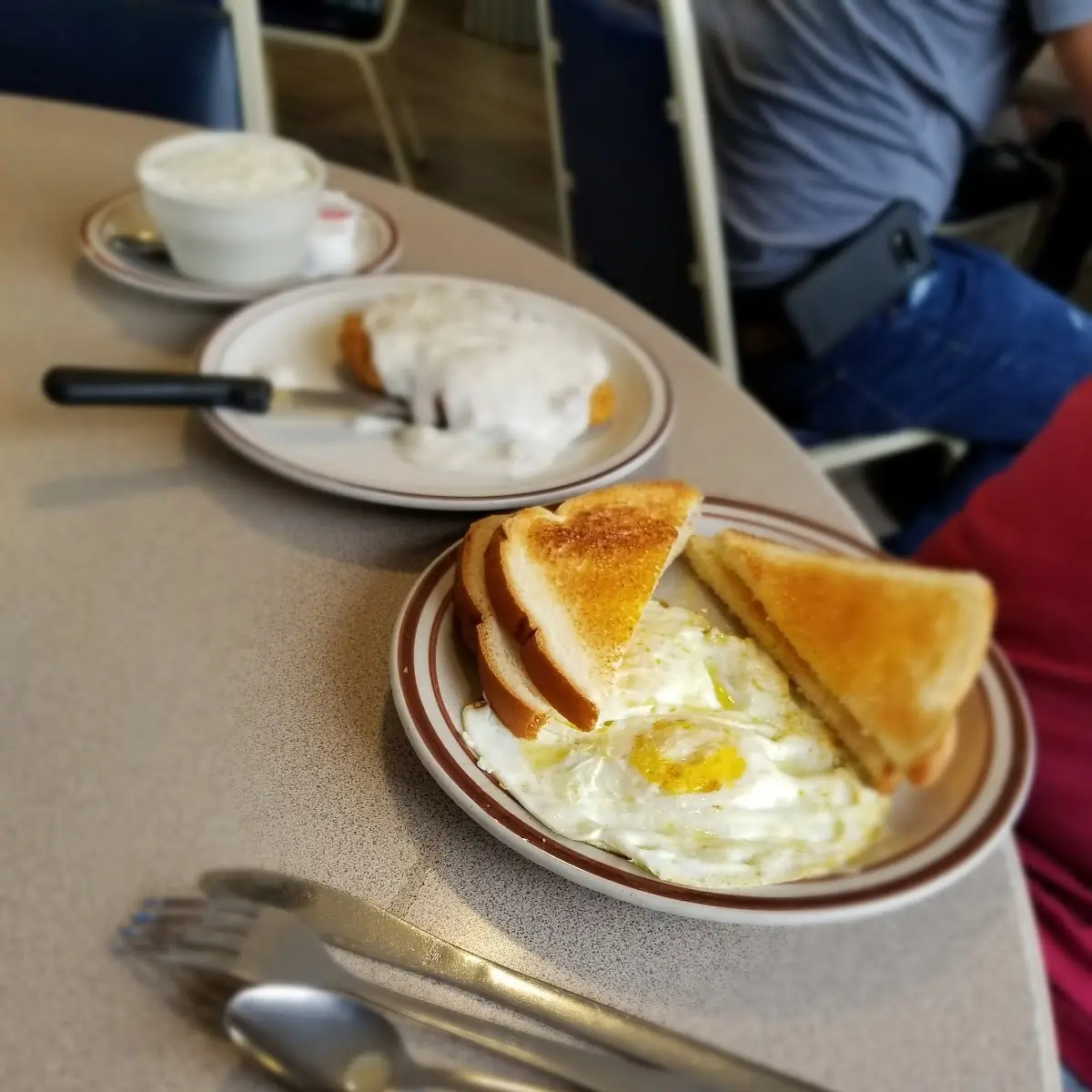 Fried Eggs with Toast Country Fried Steak