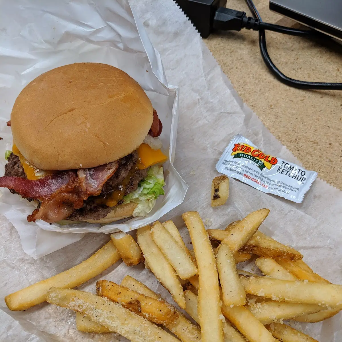 Bacon Cheeseburger and Fries