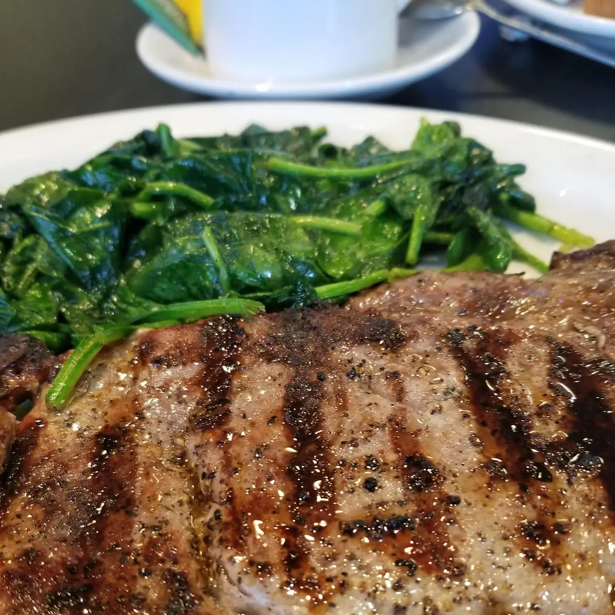 Ribeye with Sauteed Spinach