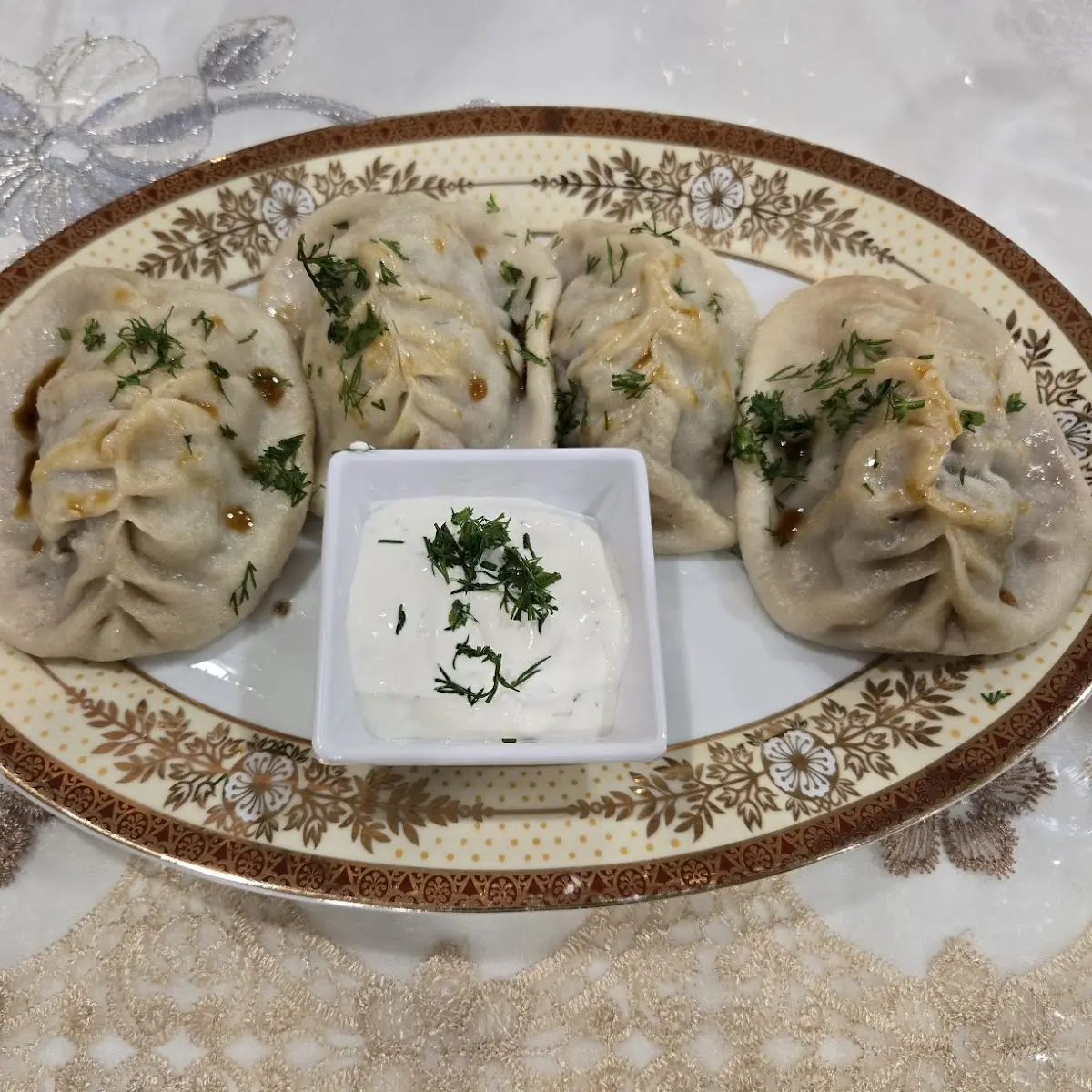 Steamed Dumplings with Sour Cream