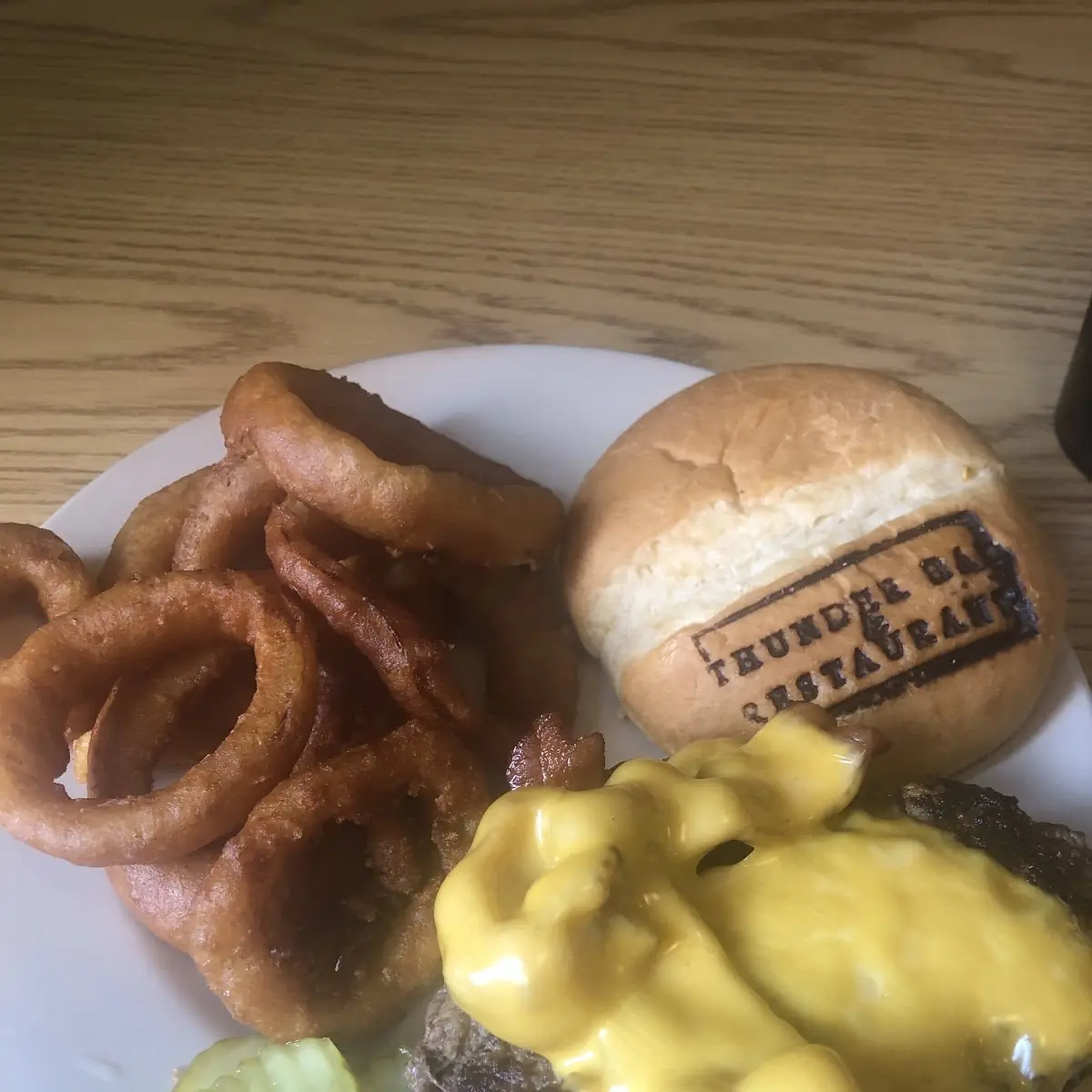 Bacon Cheeseburger and Onion Rings