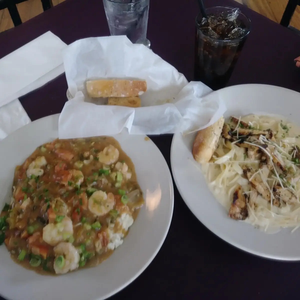 Shrimp and Grits & Chicken Alfredo