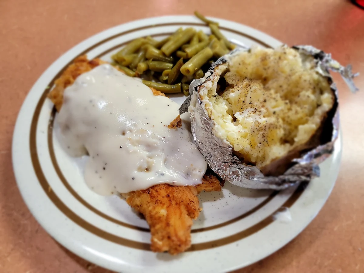 Chicken Fried Chicken Green Beans Baked Potato