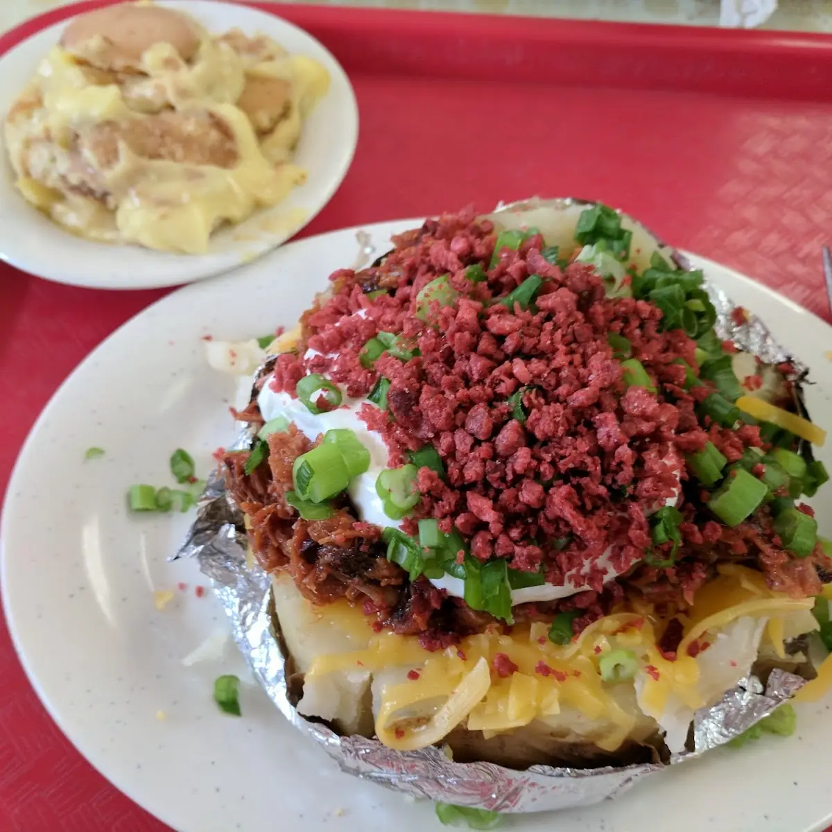 Loaded Baked Potato with Brisket and Banana Puddin'