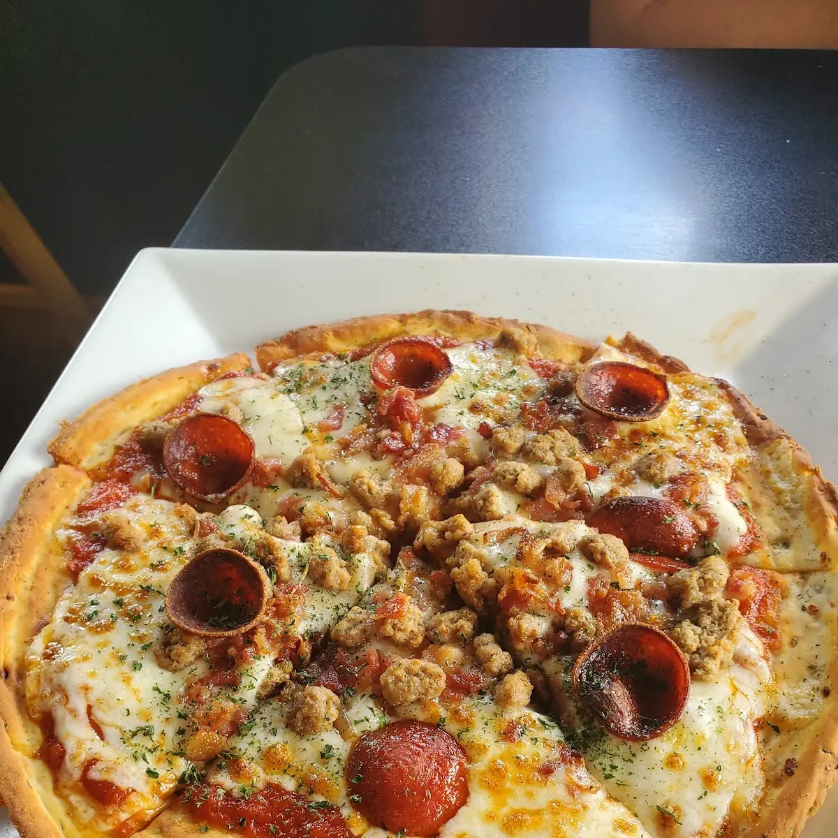 Cauliflower Crust Meat Flatbread Pizza