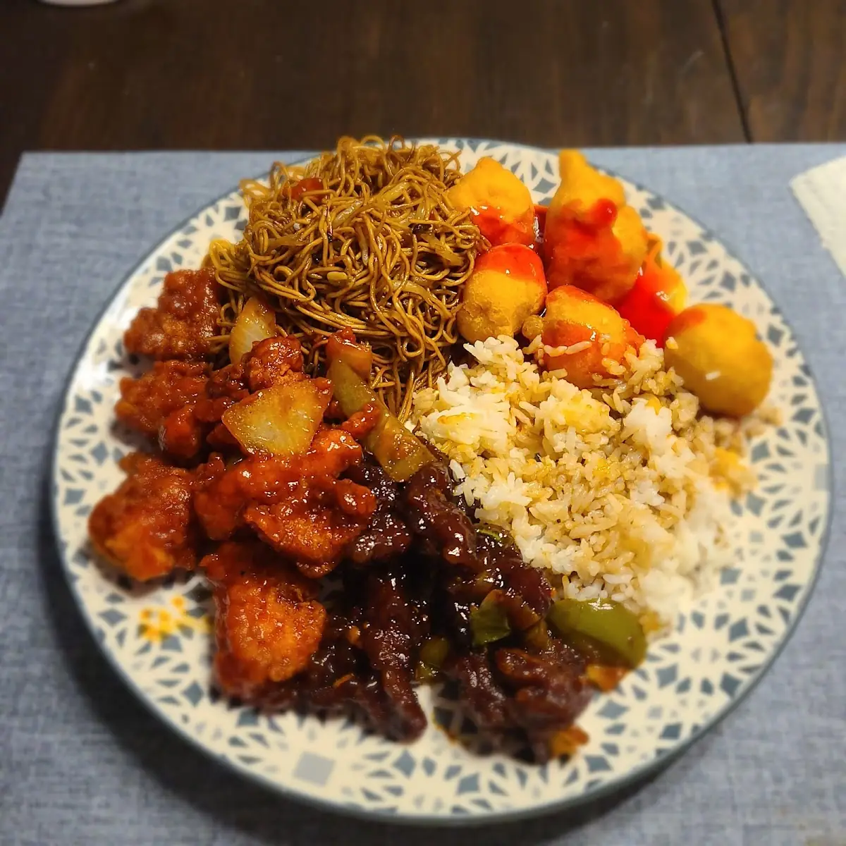 Sweet and Sour Chicken Balls Crispy Beef Stir Fry Noodles