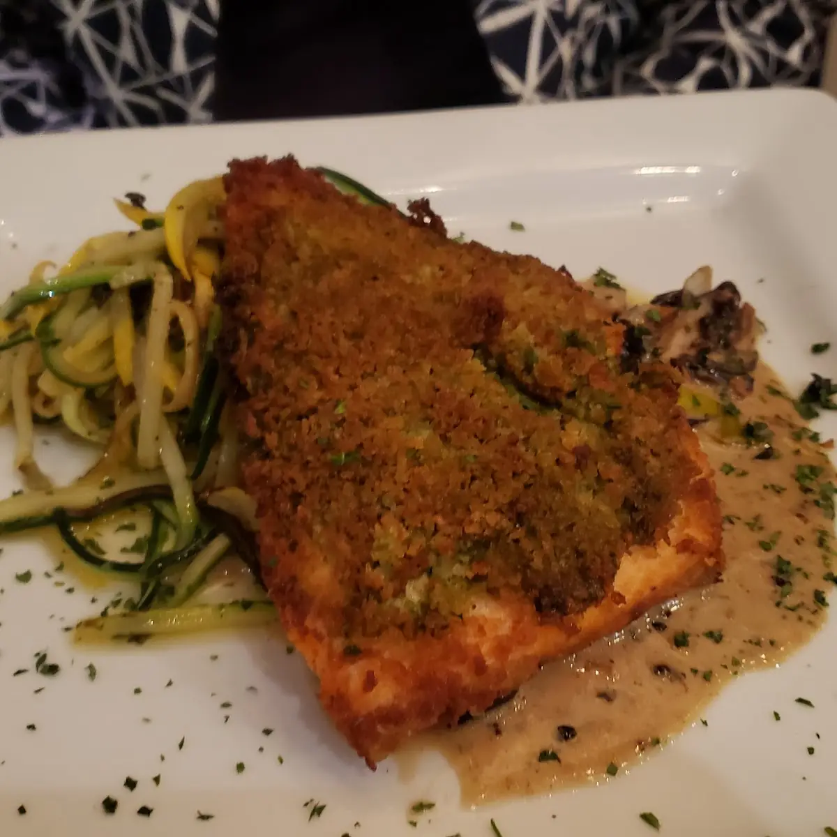 Pesto Crusted Salmon with Zoodles