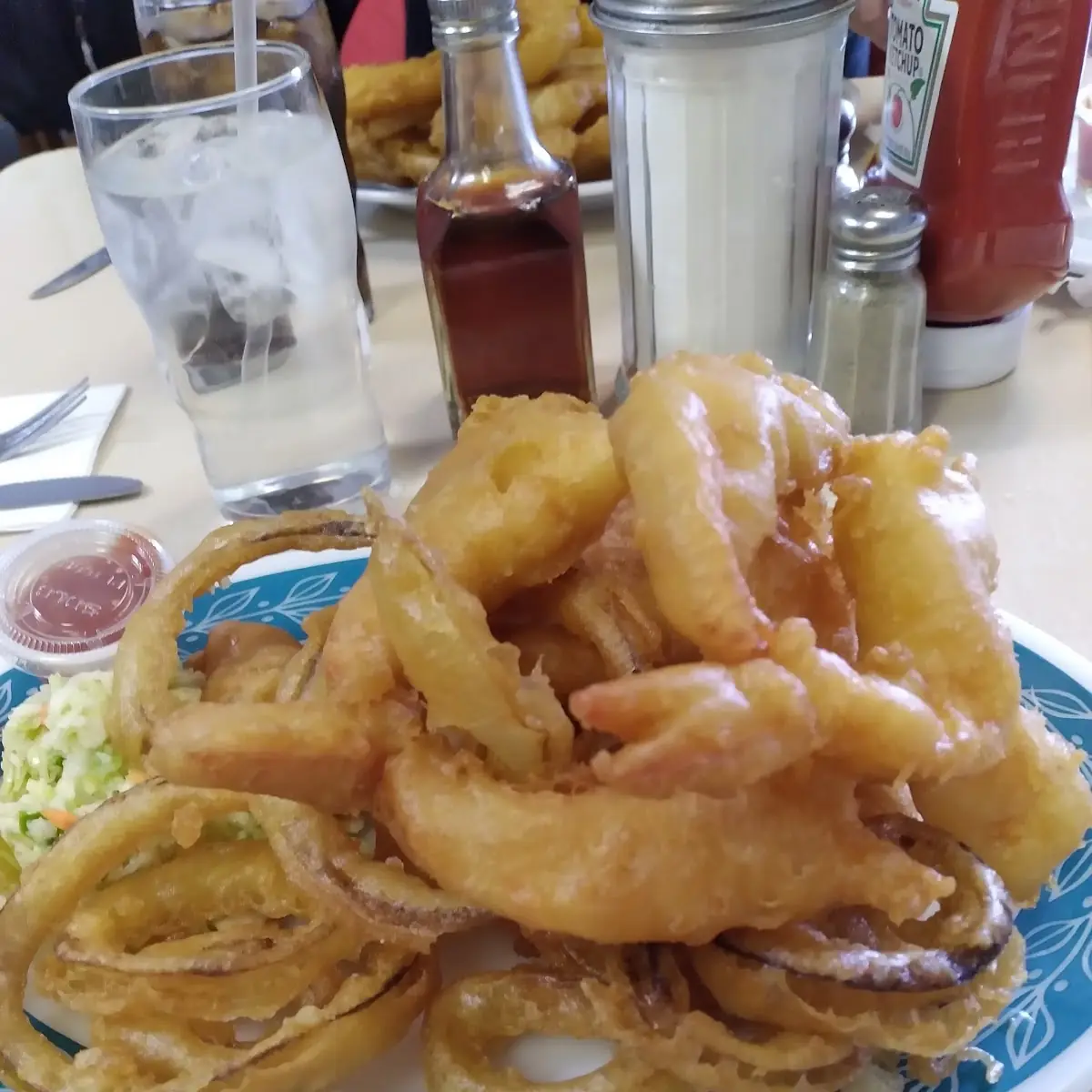 Fish and Shrimp with Onion Rings