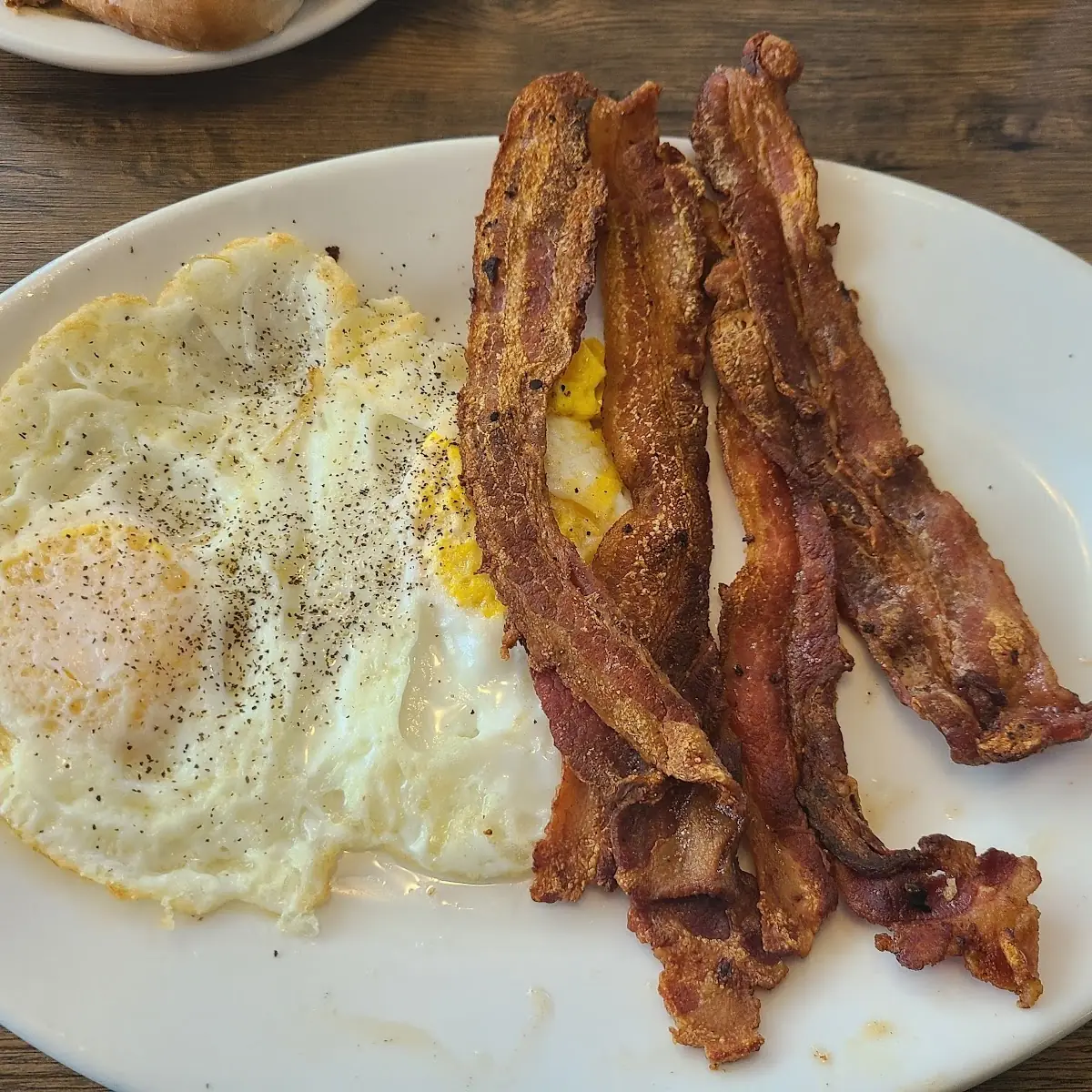 Crispy Bacon and over Easy Eggs