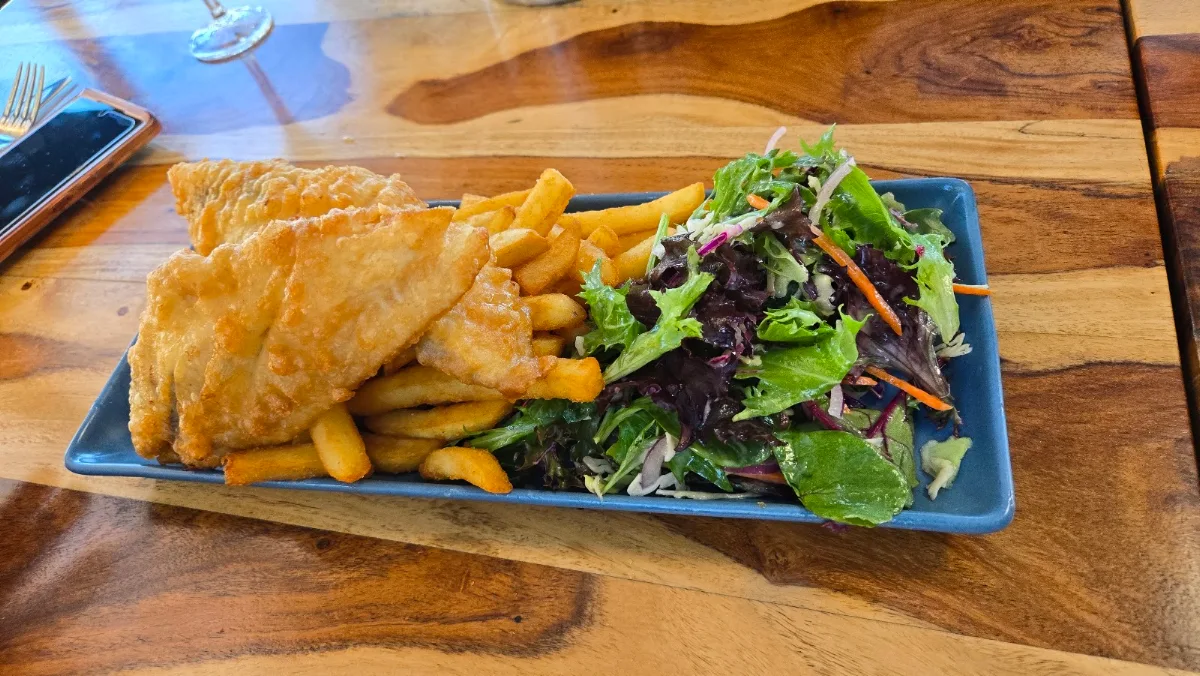 Fish and Chips with Salad, The Left Bank