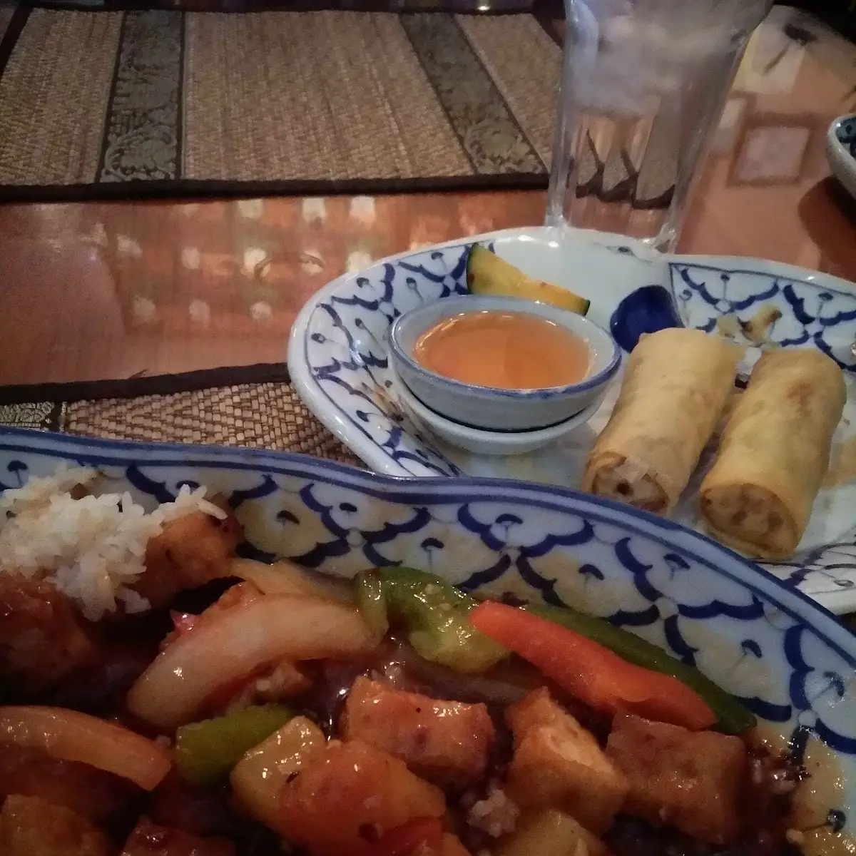 Mongolian BBQ with Tofu and Spring Rolls