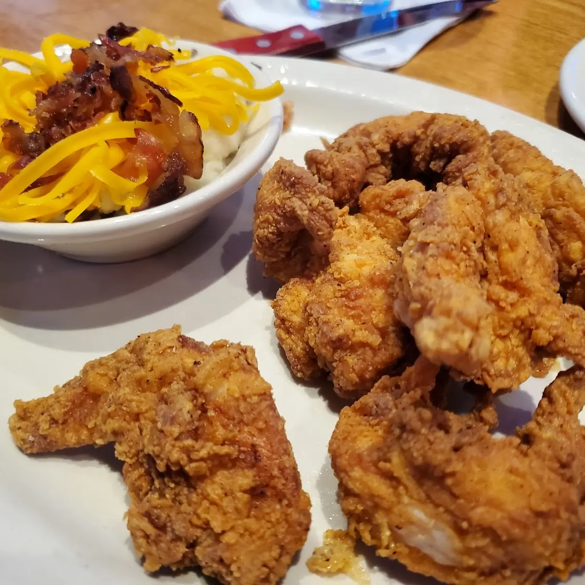 Three Piece Catfish Fillet with Loaded Mashed Potatoes