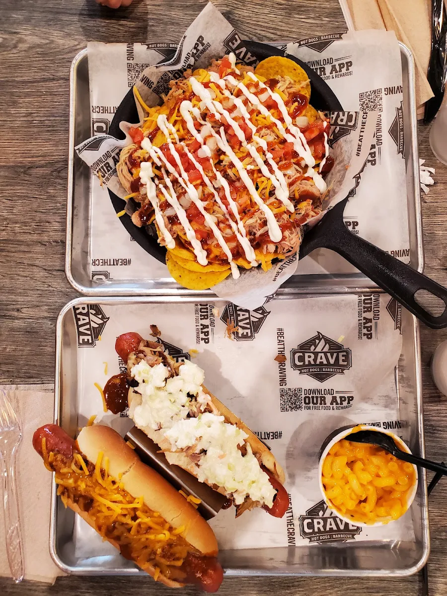 Pulled Chicken Nachos & Specialty Dog