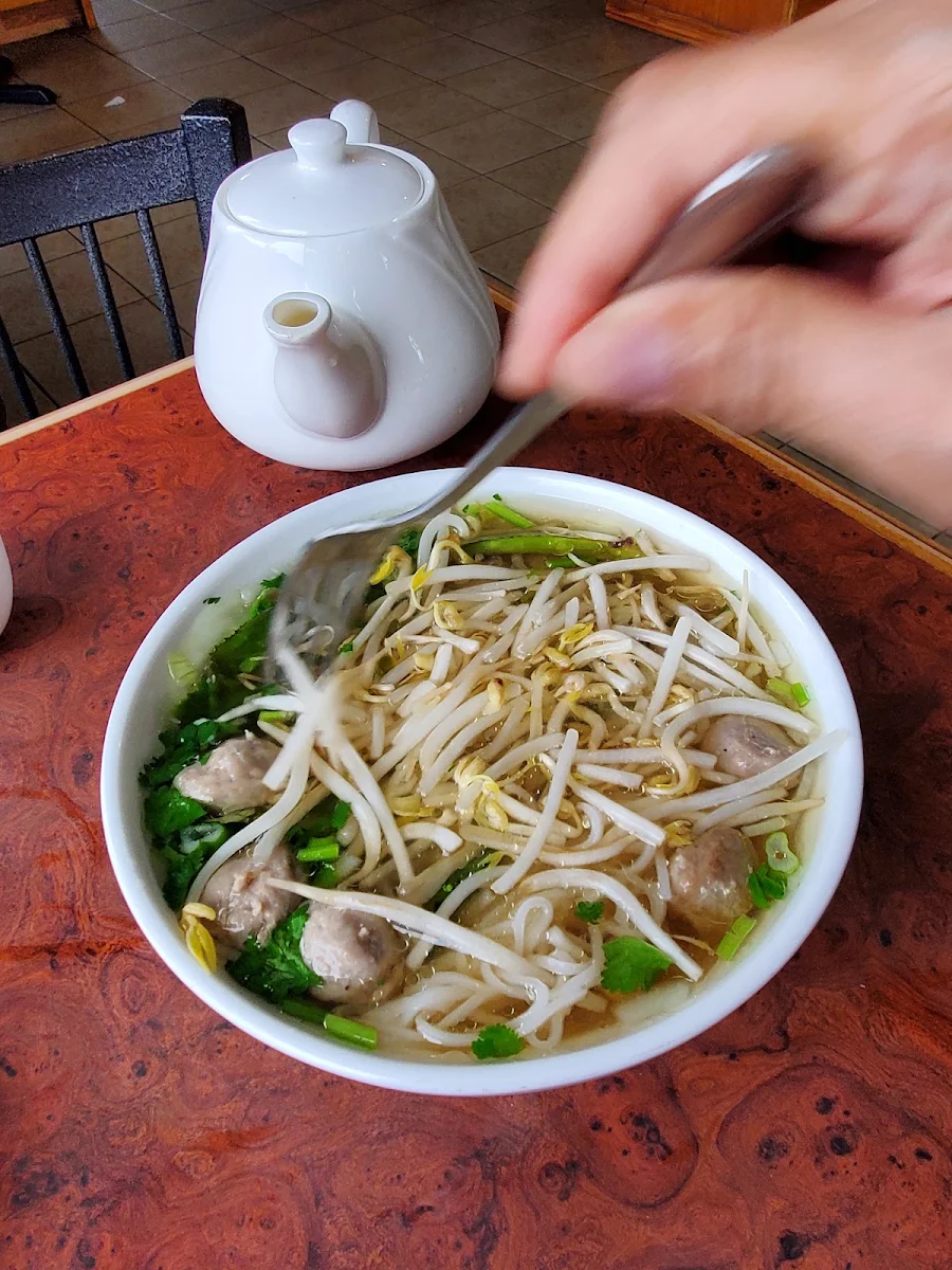 Pho Rice Noodle Soup with Meat Balls