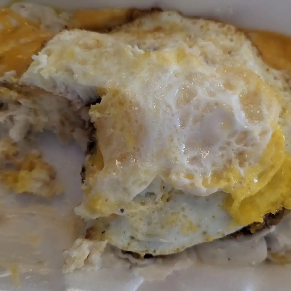 Country Fried Steak and Egg on Biscuit