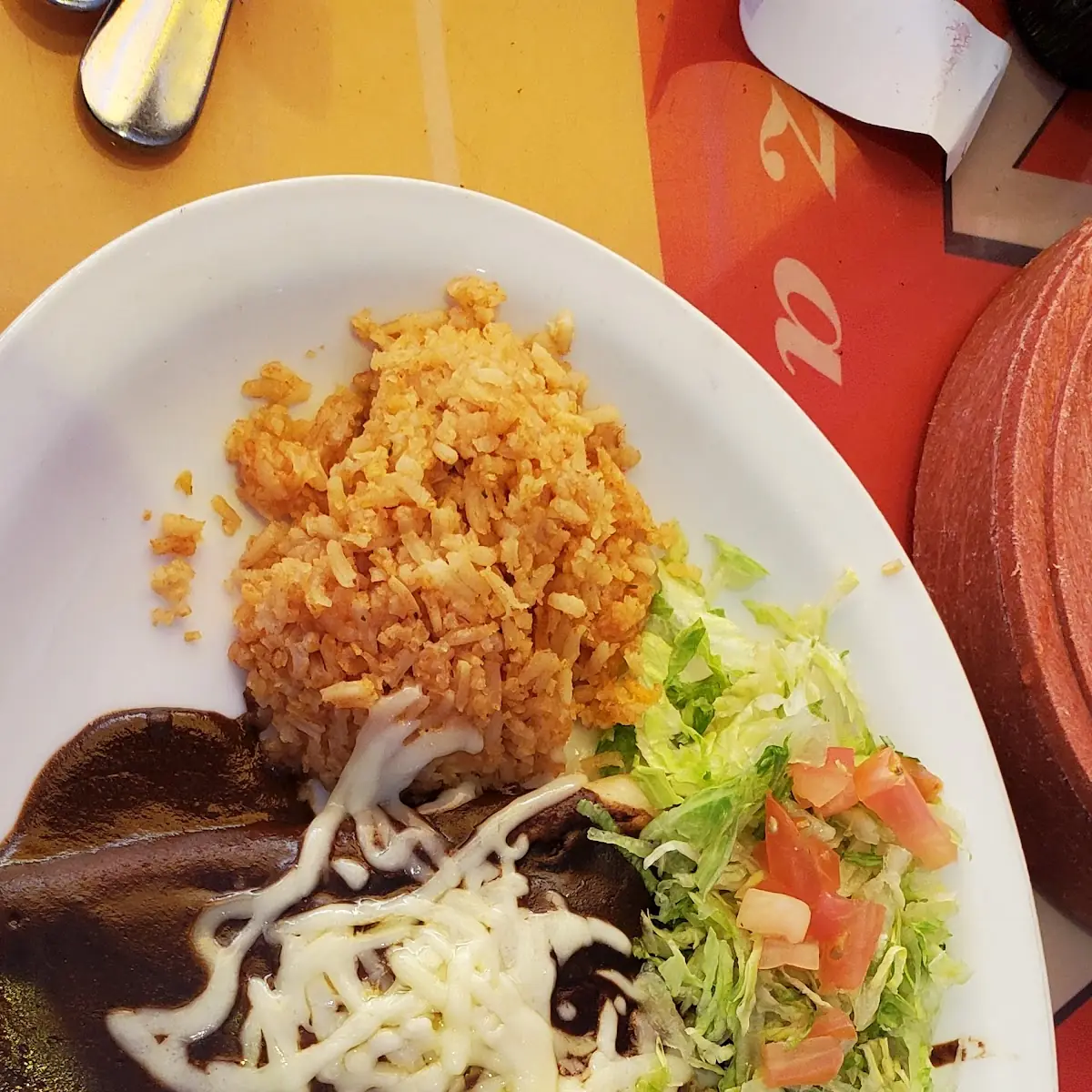 Mole with Spanish Rice & Refried Beans