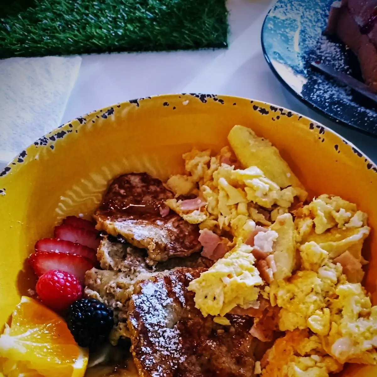 Banana and Oat Pancakes with Scrambled Eggs