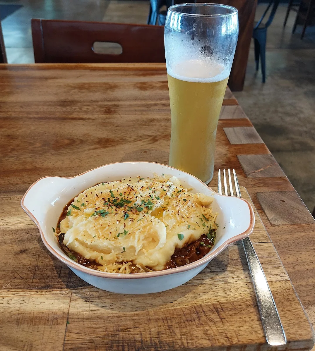 Beef Cottage Pie and Warsteiner Pilsner, The Continental European Bar & Bistro