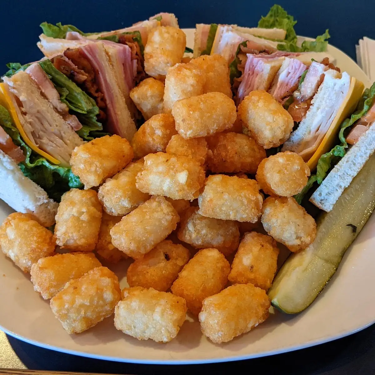 Club Sandwich with Tater Tots