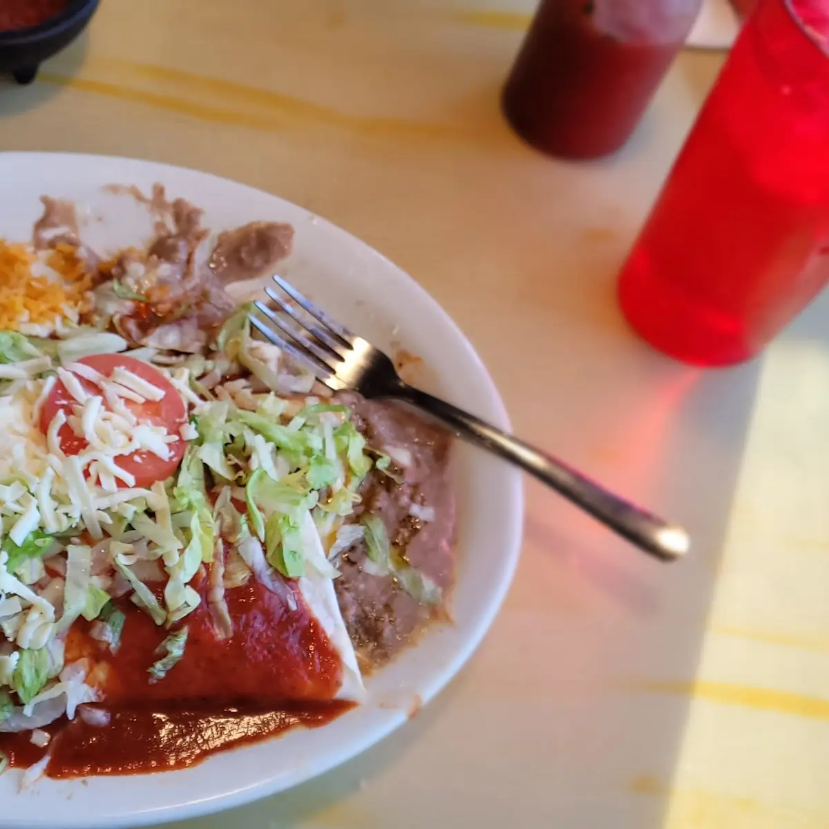 2 Enchiladas Rice & Beans