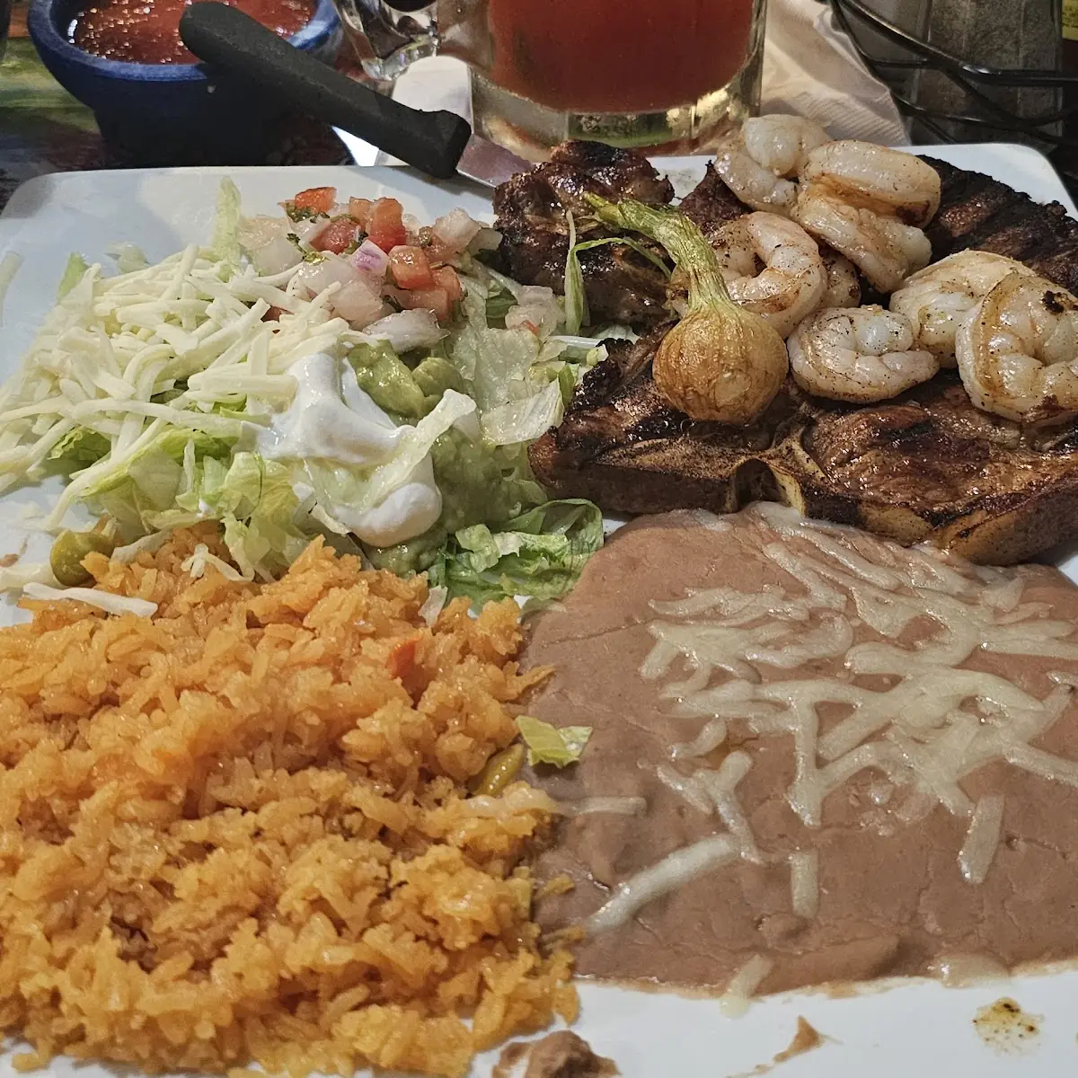 Salad Refried Beans & Mexican Burger
