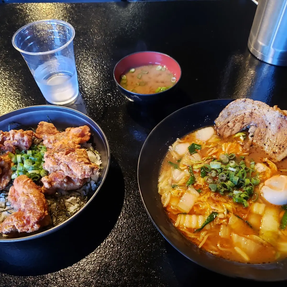 Spicy Ramen and Karaage Don