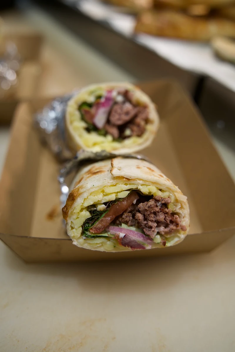 Angus Beef Wrap with Lettuce Tomato Onion Pickles and Aioli Sauce, Zozan Kebabs Liverpool