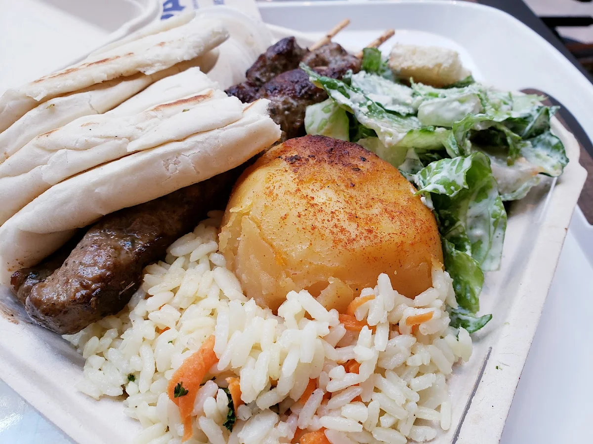 Lamb Souvlaki Platter with Caesar Salad
