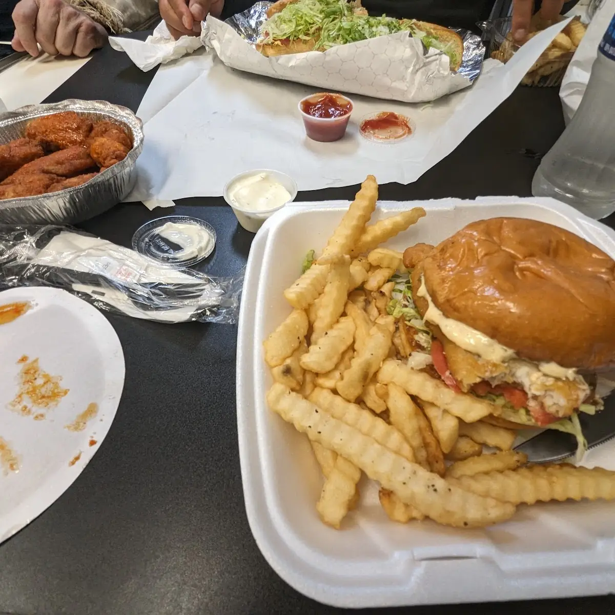 Fish Sandwich and Buffalo Wings