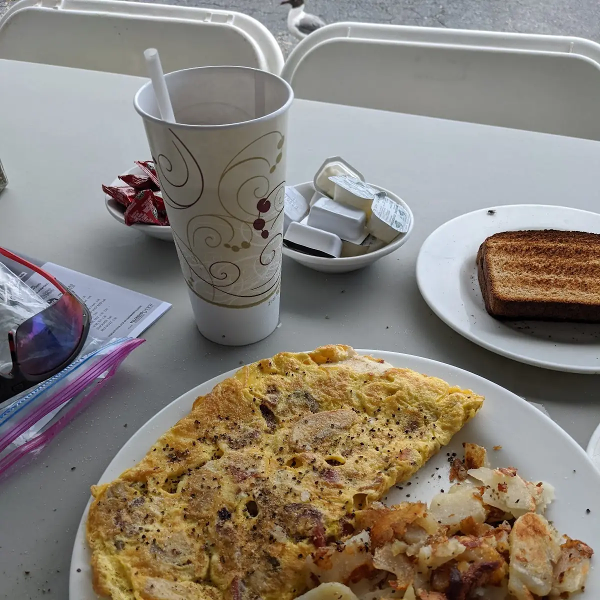 3 Egg Omlette Bacon Cheese and Mushrooms