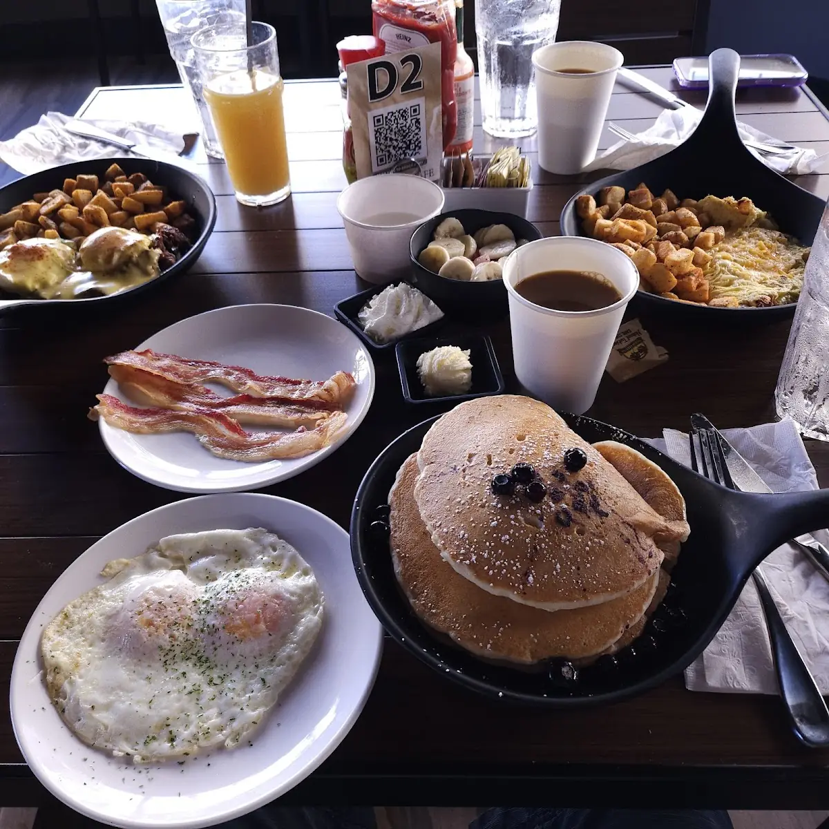 Eggs Benedict Blueberry Pancakes Bacon & Eggs