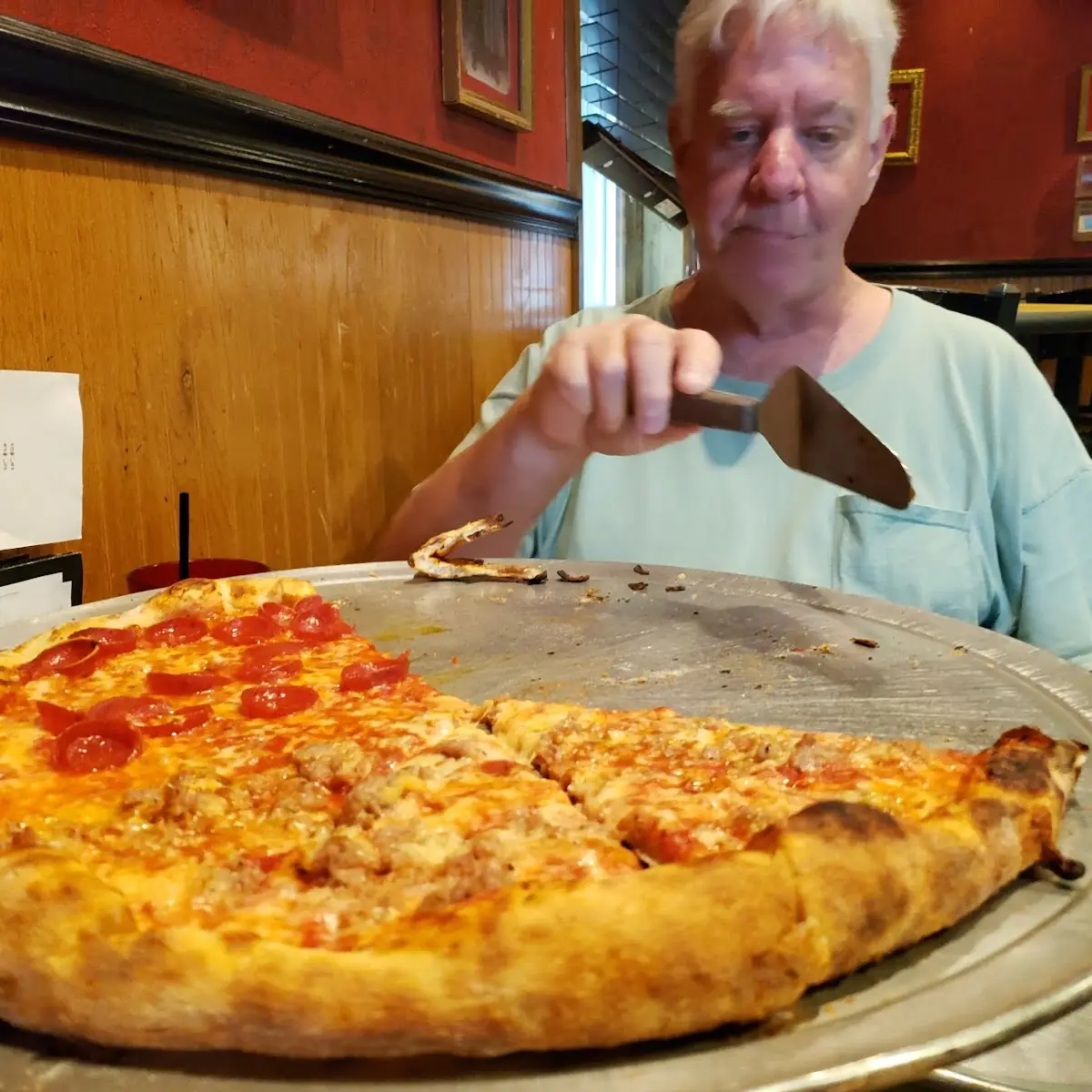 Pepperoni Pizza and Garlic Sausage Pizza
