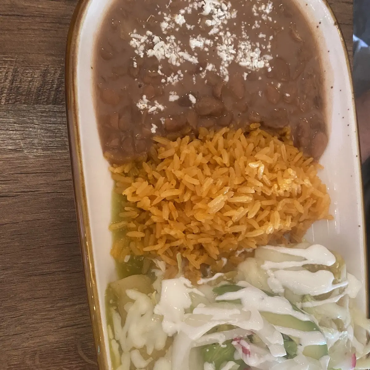 Enchiladas Rice and Refried Beans