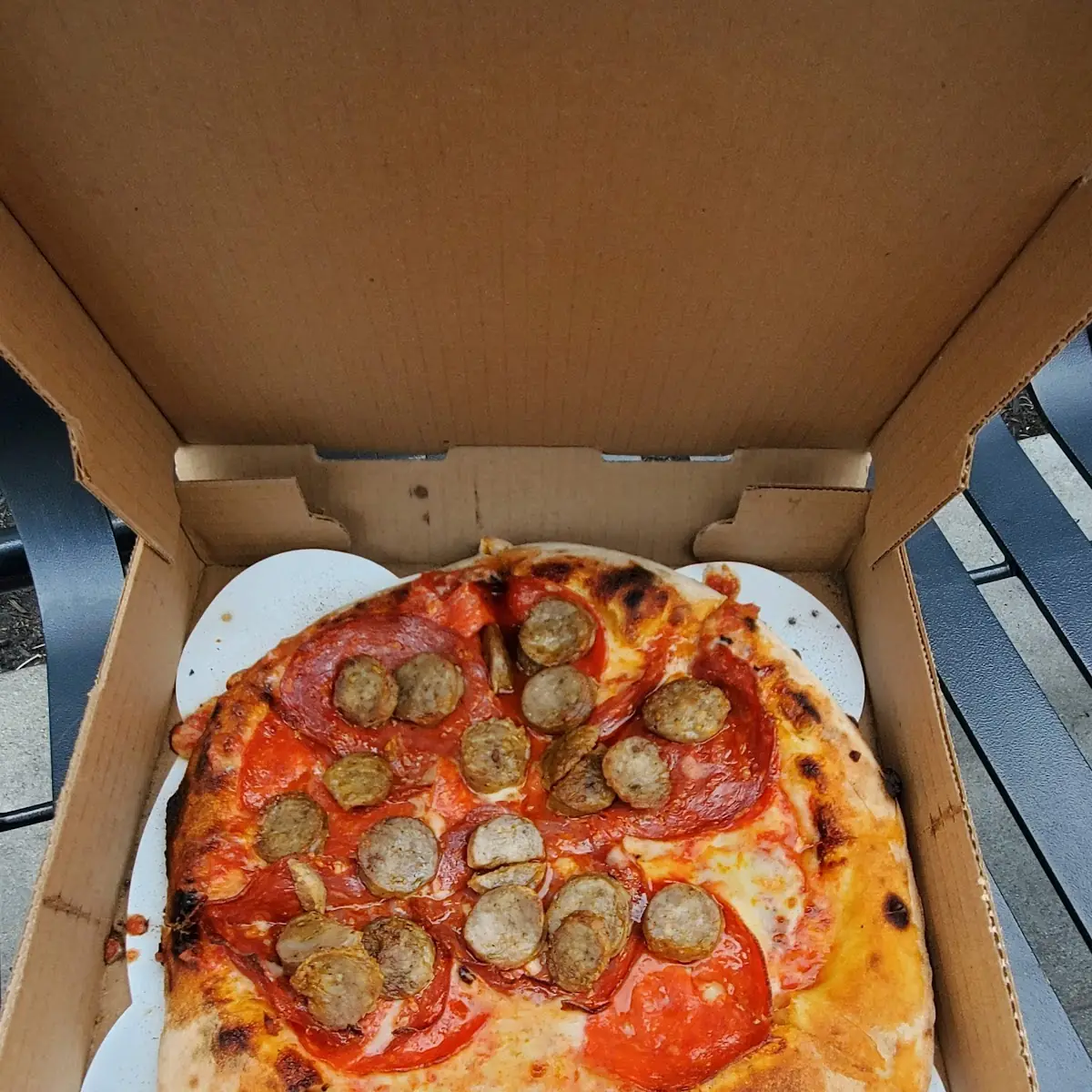 Pepperoni Chorizo and Sausage Pizza