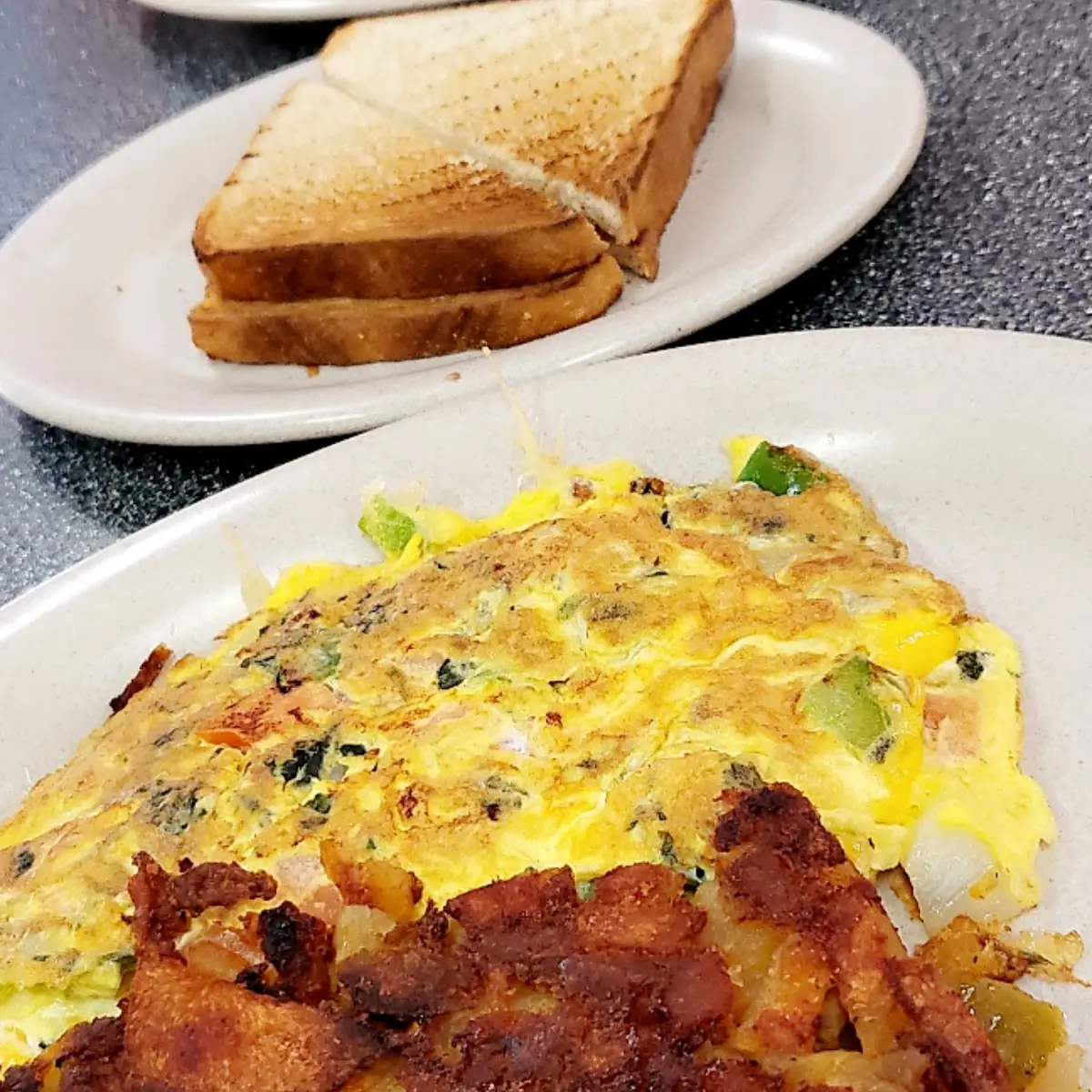 Chicken and Waffles Veggie Omelette