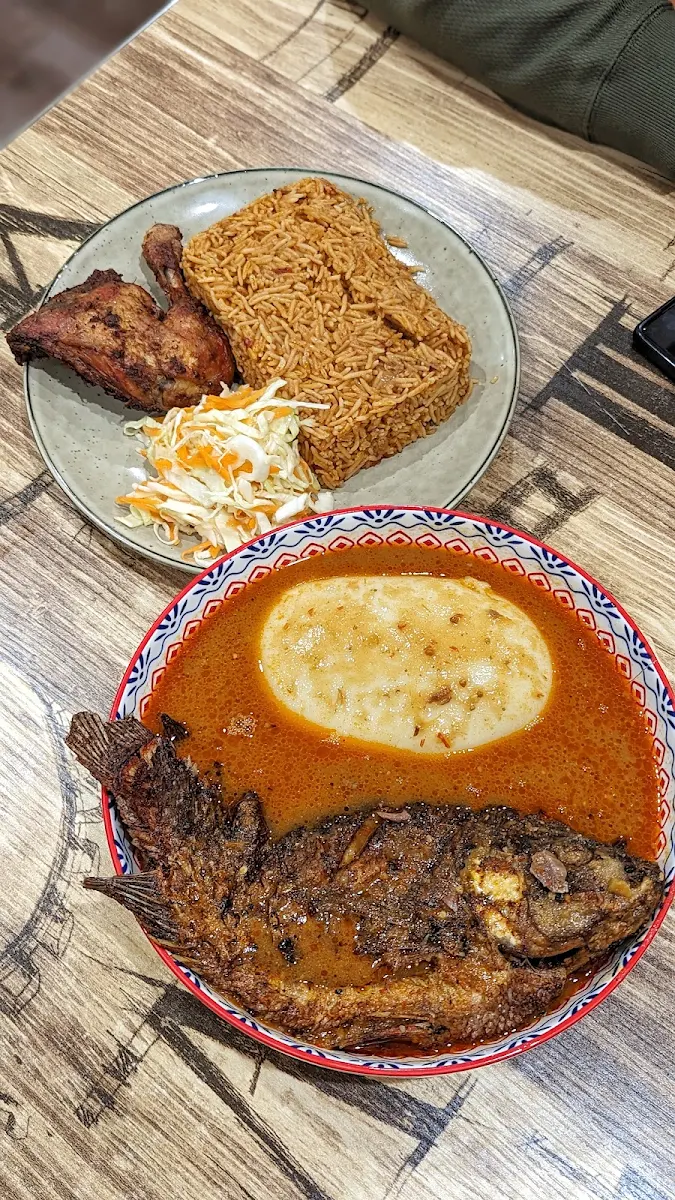 Light Soup and Fufu with Fish Jollof with Chicken