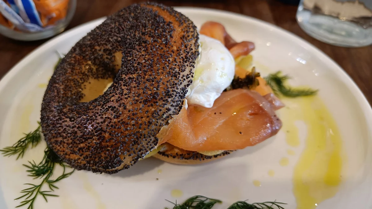 Leo Bagel with Extra Poached Egg, Four Ate Five