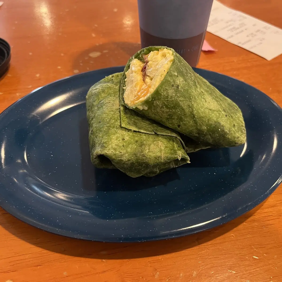 Spinach Wrap with Bacon Egg and Cheese