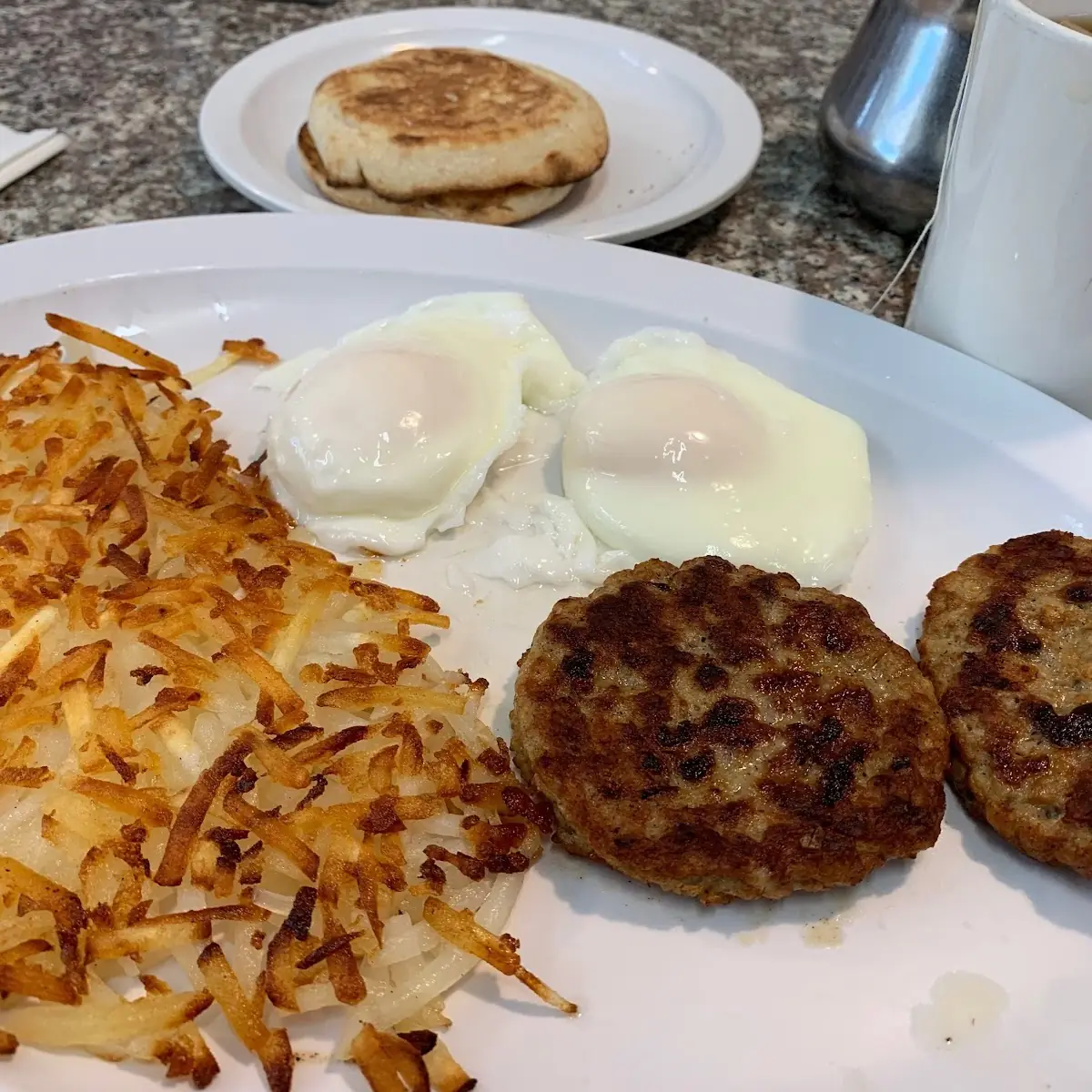 Eggs Turkey Sausage and Hash Browns