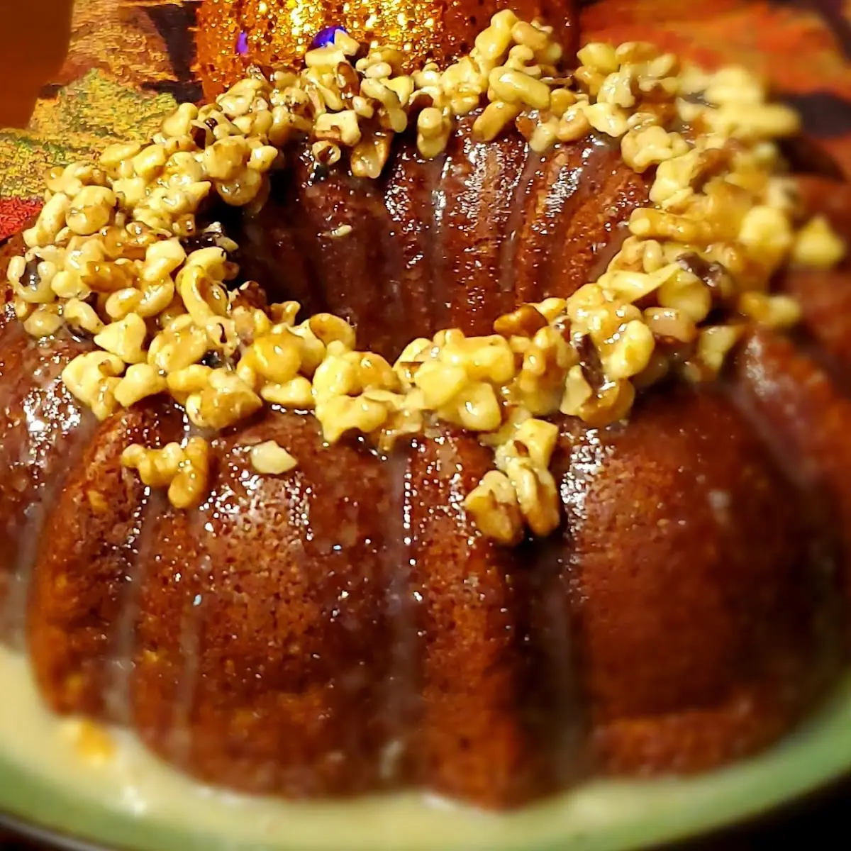 Walnut Caramel Pumpking Spice Cake
